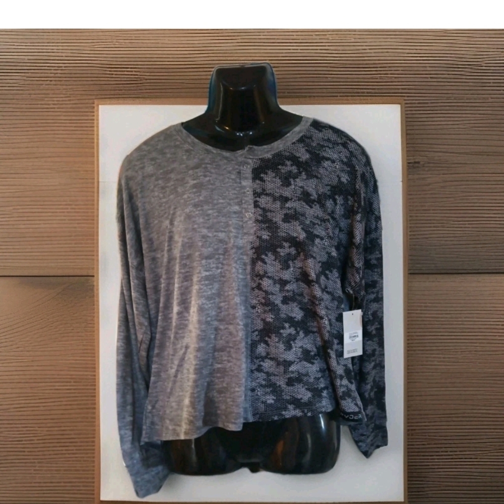 Spyder Camouflage Long Sleeve Top  Heather Gray Active Top Women Oversized XL